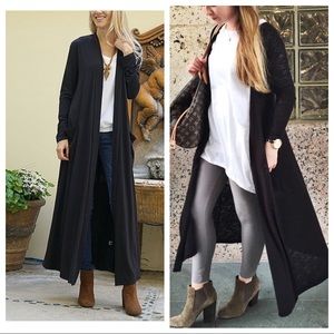 XL Essential Sarah Black Duster Sweater w Pockets